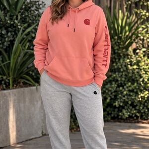 Carhartt Peach Hoodie and Light Gray Joggers